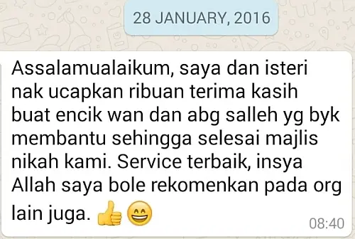 testimoni pertama nikah di Thailand bersama kami
