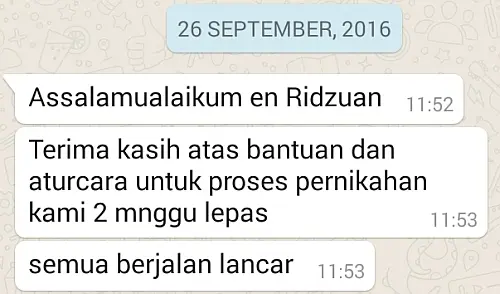 testimoni keempat nikah di Thailand bersama kami